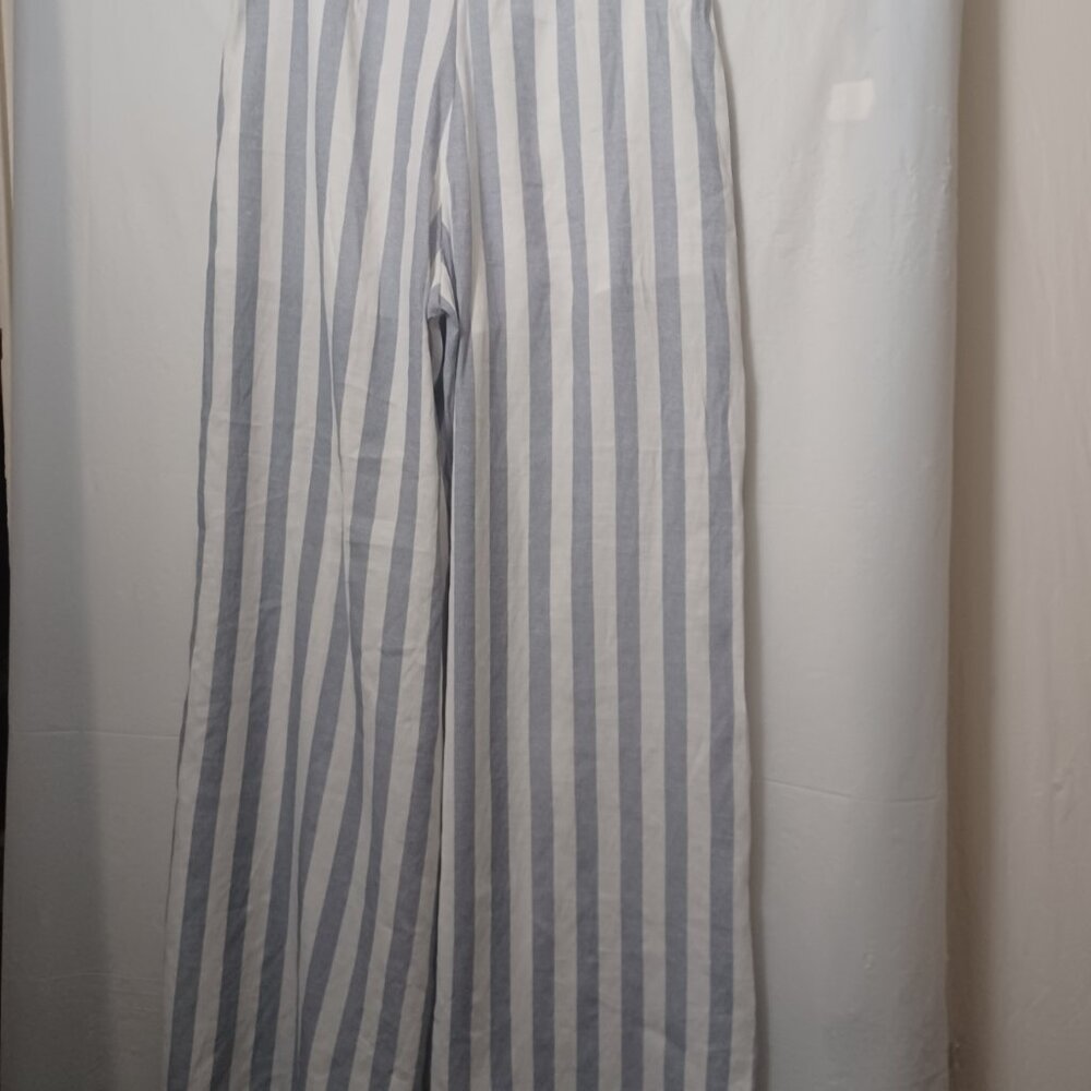 LOVE UNIVERSITY COTTON BLEND STRIPED COASTAL BEACH RESORTWEAR PANTS SIZE MEDIUM